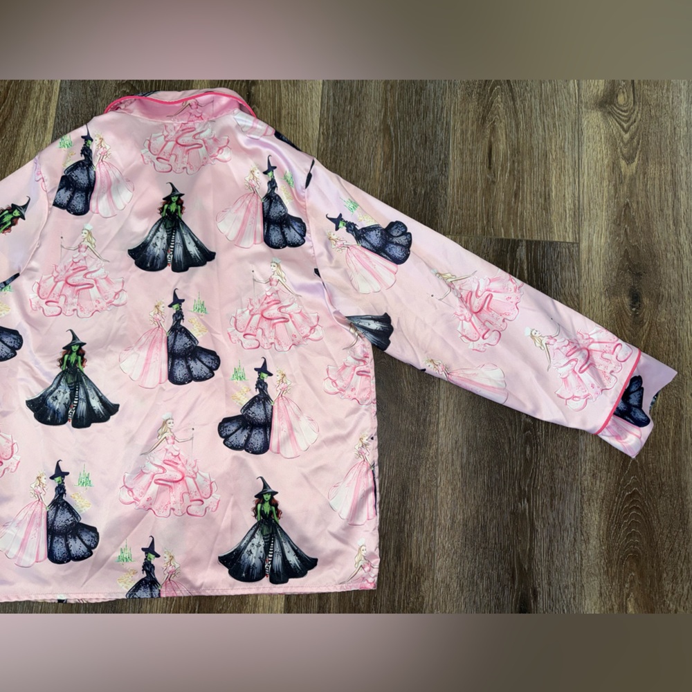 SHESHOW Wicked Print Pink Satin Pajama Set Women’s 💗Size M💚 LIKE NEW! - Picture 6 of 15